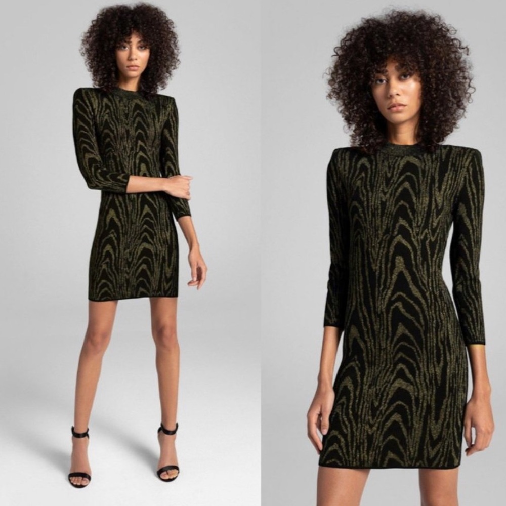 NWT A.L.C. Ziggy Gold Metallic Long Sleeve Mini Dress XL